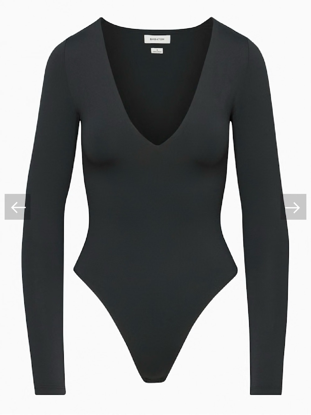 Babaton Aritzia Contour Black Long-Sleeve V-Neck Bodysuit